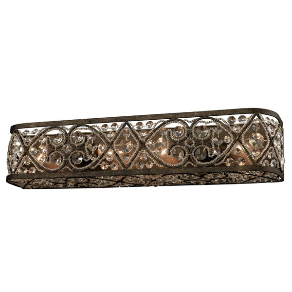 Atlas Amherst 2-Light Vanity Light Fixture – Elegant Crystal Accents & Modern Wrought-Iron Design Antique Bronze 24'' WL11505-BZ