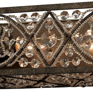 Atlas Amherst 2-Light Vanity Light Fixture – Elegant Crystal Accents & Modern Wrought-Iron Design Antique Bronze 24'' WL11505-BZ