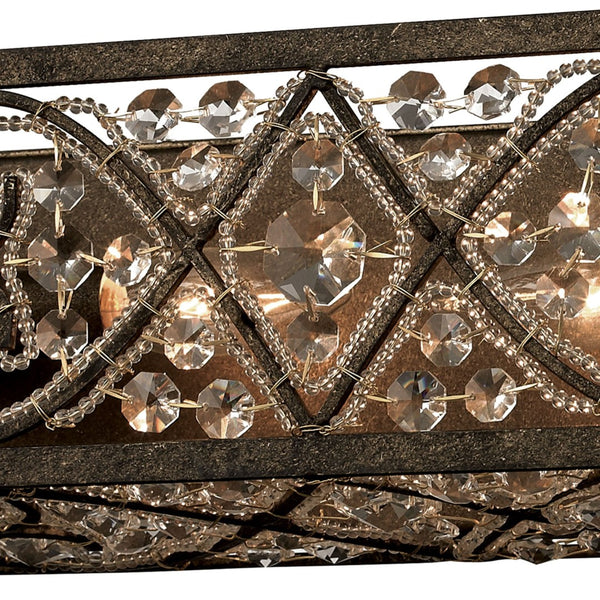Atlas Amherst 2-Light Vanity Light Fixture – Elegant Crystal Accents & Modern Wrought-Iron Design Antique Bronze 24'' WL11505-BZ
