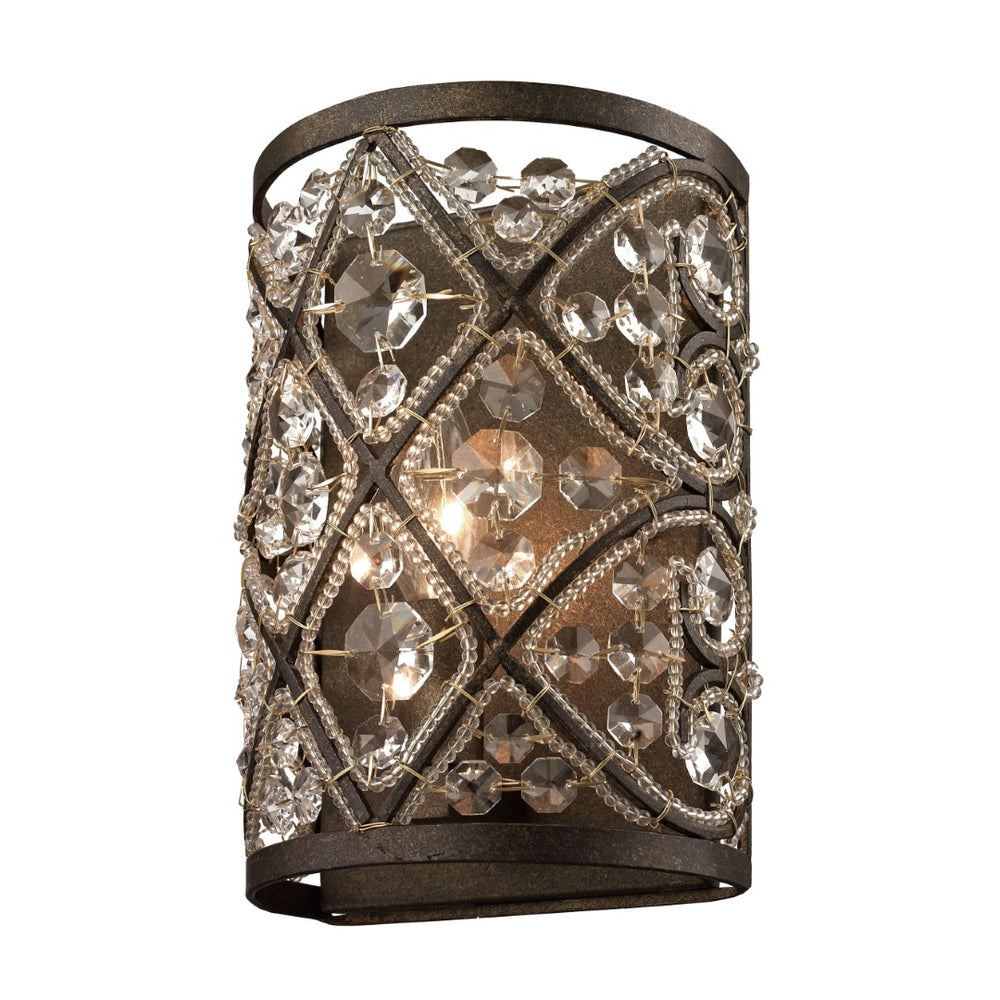 Atlas Amherst 2-Light Vanity Light Fixture – Elegant Crystal Accents & Modern Wrought-Iron Design Antique Bronze 6'' WL11508-BZ