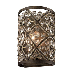 Atlas Amherst 2-Light Vanity Light Fixture – Elegant Crystal Accents & Modern Wrought-Iron Design Antique Bronze 6'' WL11508-BZ