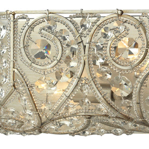 Atlas Andalusia 2-Light Vanity Light Fixture – Luxurious Filigree Crystal & Elegant Iron Frame Design Aged Silver 12'' WL11509-SV