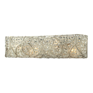 Atlas Andalusia 2-Light Vanity Light Fixture – Luxurious Filigree Crystal & Elegant Iron Frame Design Aged Silver 24'' WL11510-SV