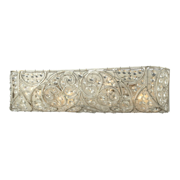 Atlas Andalusia 2-Light Vanity Light Fixture – Luxurious Filigree Crystal & Elegant Iron Frame Design Aged Silver 24'' WL11510-SV