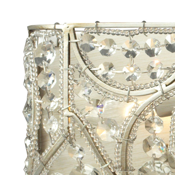 Atlas Andalusia 2-Light Vanity Light Fixture – Luxurious Filigree Crystal & Elegant Iron Frame Design Aged Silver 24'' WL11510-SV