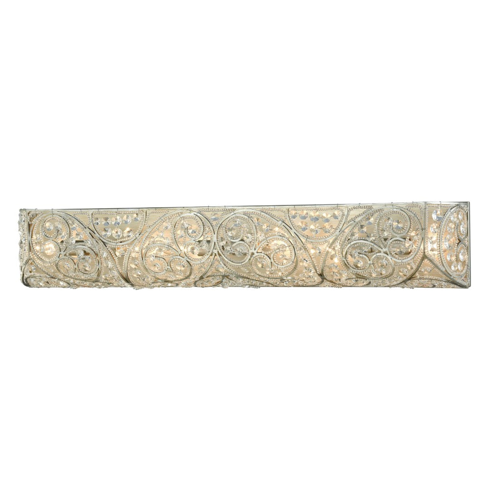 Atlas Andalusia 2-Light Vanity Light Fixture – Luxurious Filigree Crystal & Elegant Iron Frame Design Aged Silver 34'' WL11511-SV