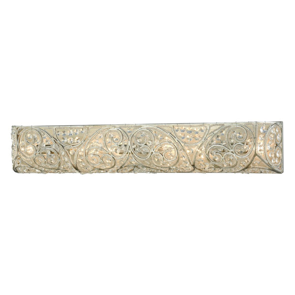 Atlas Andalusia 2-Light Vanity Light Fixture – Luxurious Filigree Crystal & Elegant Iron Frame Design Aged Silver 34'' WL11511-SV