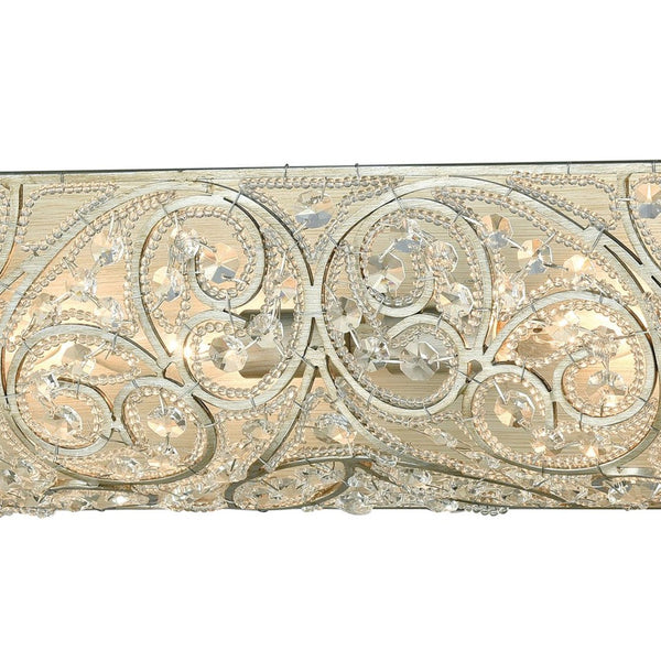Atlas Andalusia 2-Light Vanity Light Fixture – Luxurious Filigree Crystal & Elegant Iron Frame Design Aged Silver 34'' WL11511-SV