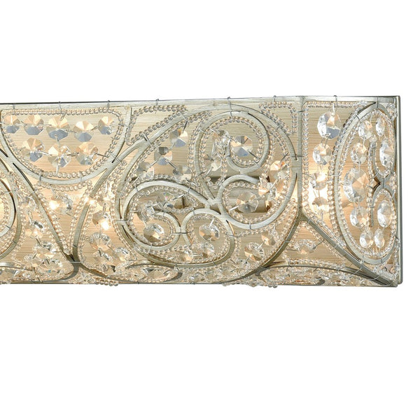 Atlas Andalusia 2-Light Vanity Light Fixture – Luxurious Filigree Crystal & Elegant Iron Frame Design Aged Silver 34'' WL11511-SV