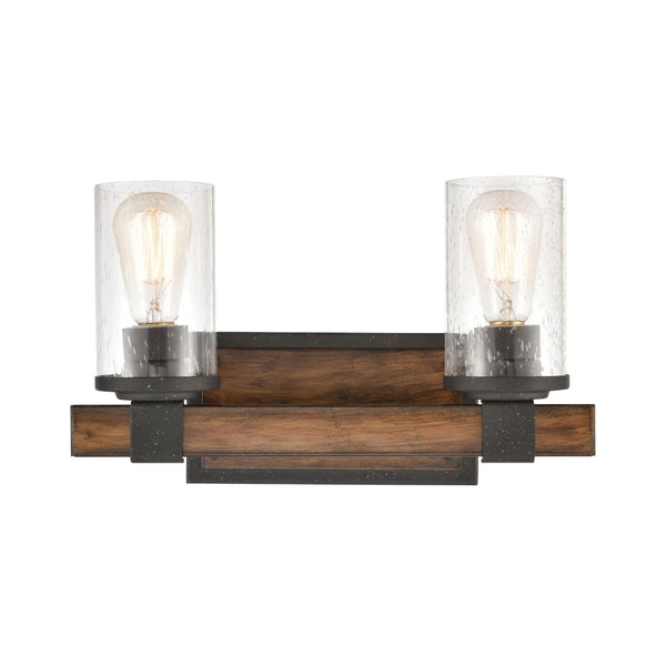 Atlas Annenberg 1-Light Wall Sconce - Rustic Industrial Charm with Seeded Glass for Any Space Distressed Black 15'' WL11512-BK