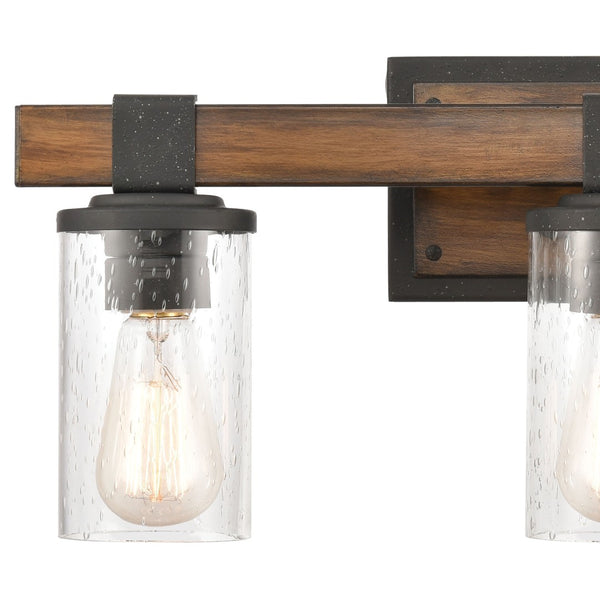 Atlas Annenberg 1-Light Wall Sconce - Rustic Industrial Charm with Seeded Glass for Any Space Distressed Black 22'' WL11513-BK