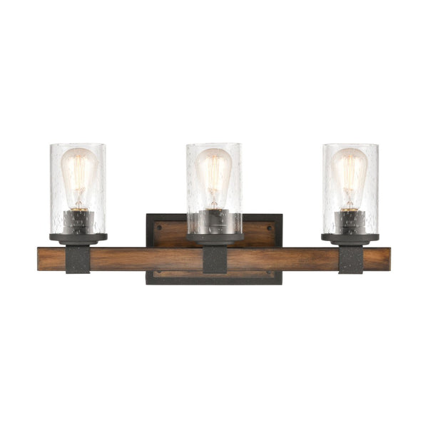Atlas Annenberg 1-Light Wall Sconce - Rustic Industrial Charm with Seeded Glass for Any Space Distressed Black 22'' WL11513-BK