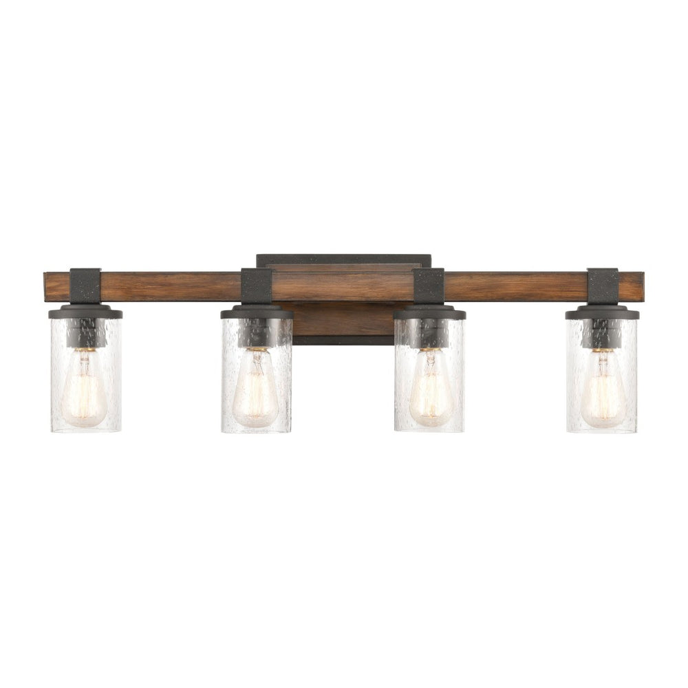 Atlas Annenberg 1-Light Wall Sconce - Rustic Industrial Charm with Seeded Glass for Any Space Distressed Black 29'' WL11514-BK