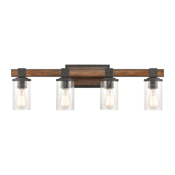 Atlas Annenberg 1-Light Wall Sconce - Rustic Industrial Charm with Seeded Glass for Any Space Distressed Black 29'' WL11514-BK