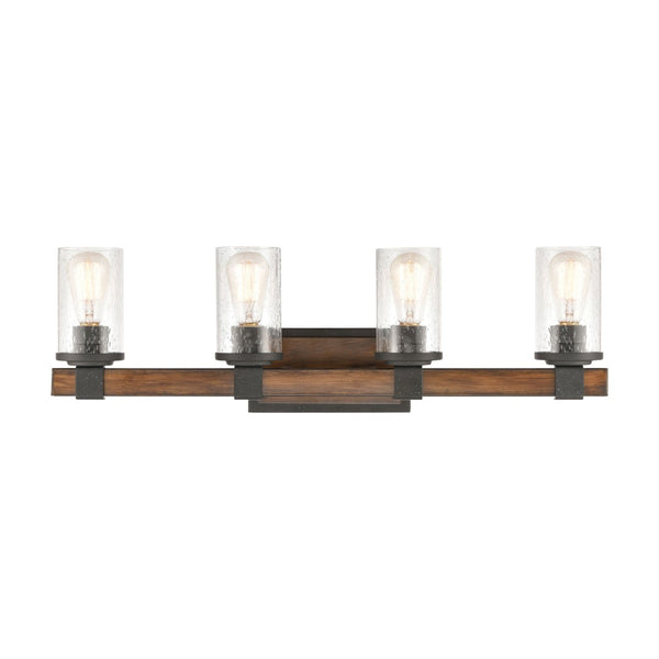 Atlas Annenberg 1-Light Wall Sconce - Rustic Industrial Charm with Seeded Glass for Any Space Distressed Black 29'' WL11514-BK