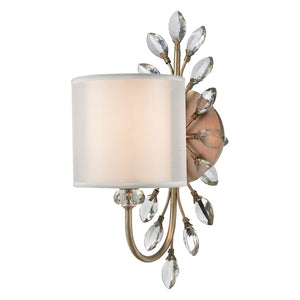 Atlas Asbury 1-Light Wall Sconce - Nature-Inspired Design with Crystal Accents for Elegant Ambient Lighting Aged Silver 6'' WL11515-SV