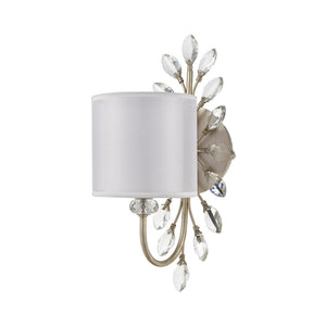 Atlas Asbury 1-Light Wall Sconce - Nature-Inspired Design with Crystal Accents for Elegant Ambient Lighting Aged Silver 6'' WL11515-SV
