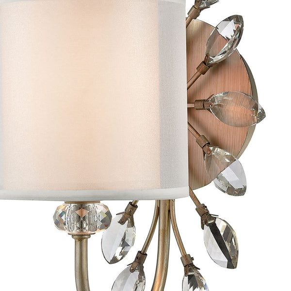 Atlas Asbury 1-Light Wall Sconce - Nature-Inspired Design with Crystal Accents for Elegant Ambient Lighting Aged Silver 6'' WL11515-SV