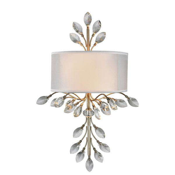 Atlas Asbury 23'' High 2-Light Wall Sconce - Nature-Inspired Aged Silver Elegance with Crystal Accents WL11516-SV