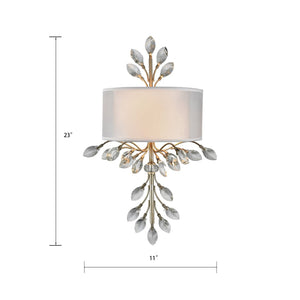 Atlas Asbury 23'' High 2-Light Wall Sconce - Nature-Inspired Aged Silver Elegance with Crystal Accents WL11516-SV