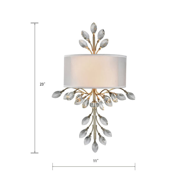 Atlas Asbury 23'' High 2-Light Wall Sconce - Nature-Inspired Aged Silver Elegance with Crystal Accents WL11516-SV