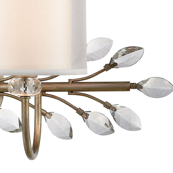 Atlas Asbury 1-Light Wall Sconce - Nature-Inspired Design with Crystal Accents for Elegant Ambient Lighting Aged Silver 24'' WL11517-SV