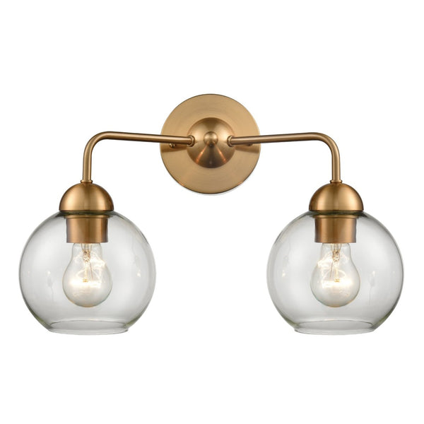 Atlas Astoria 3-Light Vanity Fixture - Midcentury Modern Design with Clear Glass Globes for Timeless Illumination Satin Gold 16'' WL11521-GD