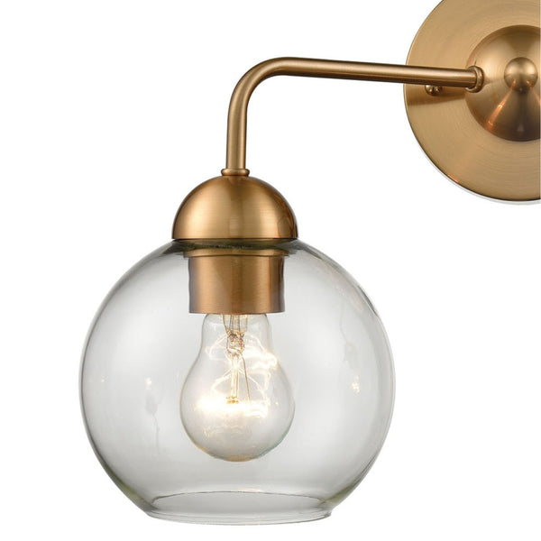 Atlas Astoria 3-Light Vanity Fixture - Midcentury Modern Design with Clear Glass Globes for Timeless Illumination Satin Gold 16'' WL11521-GD
