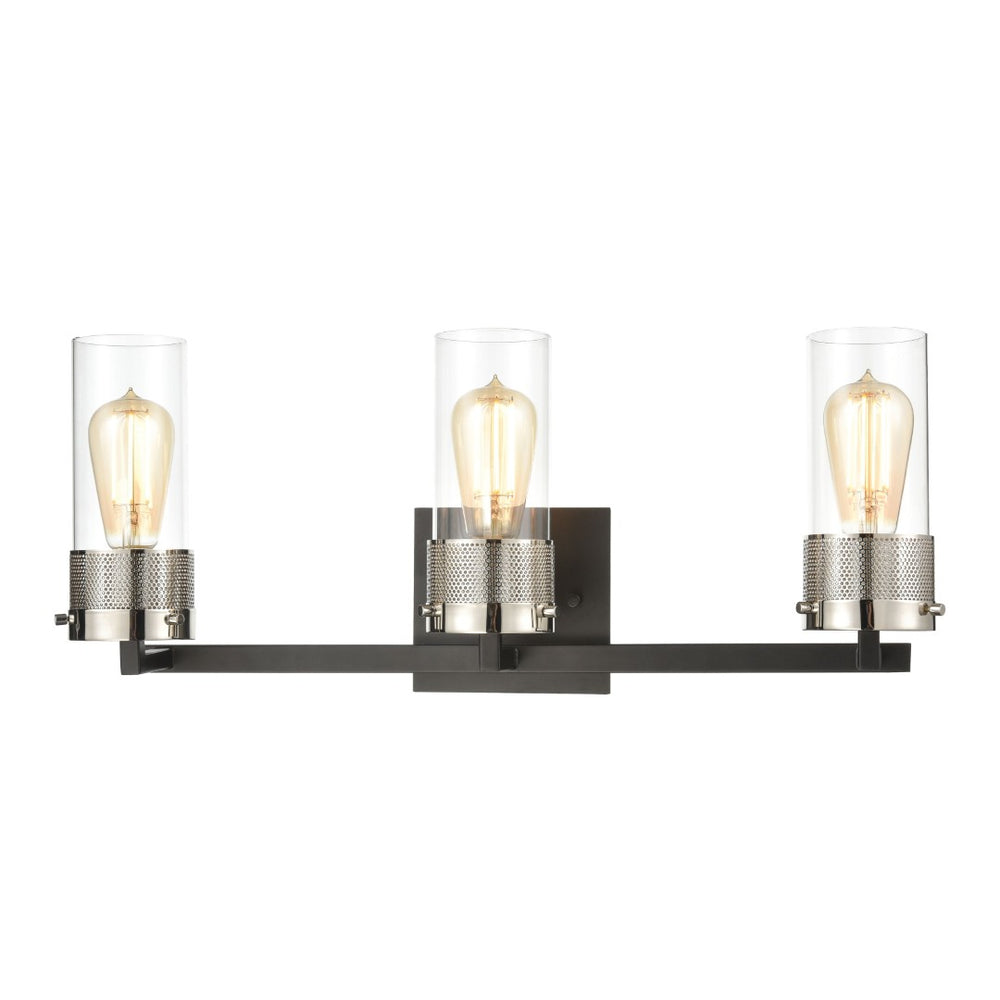 Atlas Bergenline 1-Light Sconce - Modern Industrial Elegance with Clear Glass and Polished Nickel Accent Matte Black 23'' WL11531-BK