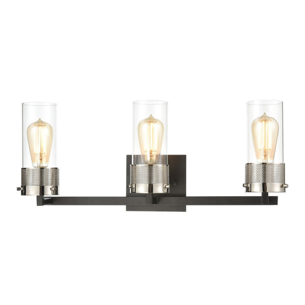 Atlas Bergenline 1-Light Sconce - Modern Industrial Elegance with Clear Glass and Polished Nickel Accent Matte Black 23'' WL11531-BK