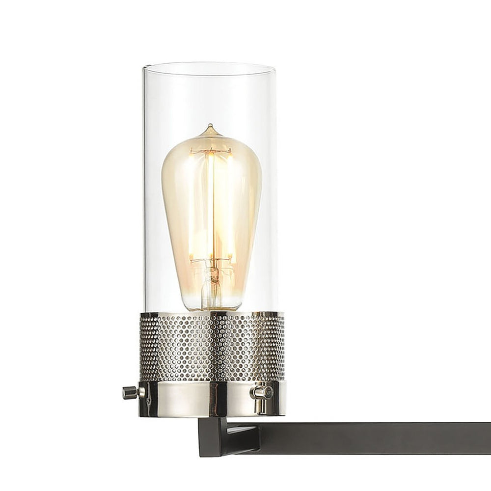 Atlas Bergenline 1-Light Sconce - Modern Industrial Elegance with Clear Glass and Polished Nickel Accent Matte Black 23'' WL11531-BK