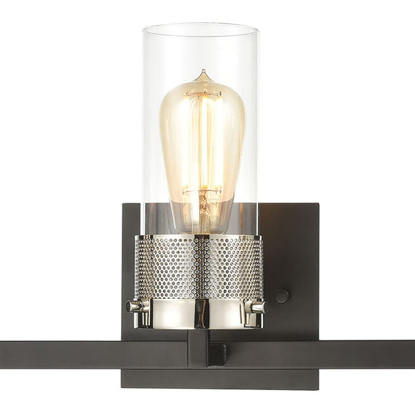Atlas Bergenline 1-Light Sconce - Modern Industrial Elegance with Clear Glass and Polished Nickel Accent Matte Black 23'' WL11531-BK