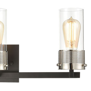 Atlas Bergenline 1-Light Sconce - Modern Industrial Elegance with Clear Glass and Polished Nickel Accent Matte Black 23'' WL11531-BK