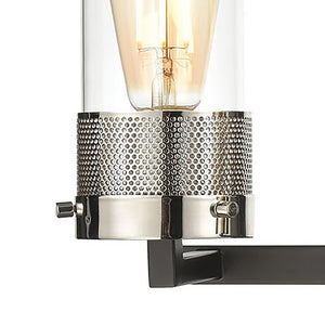 Atlas Bergenline 1-Light Sconce - Modern Industrial Elegance with Clear Glass and Polished Nickel Accent Matte Black 23'' WL11531-BK