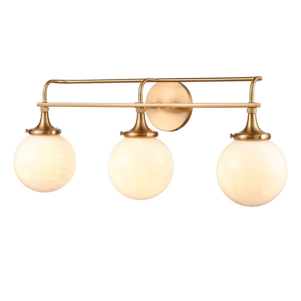 Atlas Beverly Retro-Chic 2-Light Vanity Light with Cloud White Glass Shades for Elegant Bathroom Ambiance Satin Brass 28'' WL11533-BS
