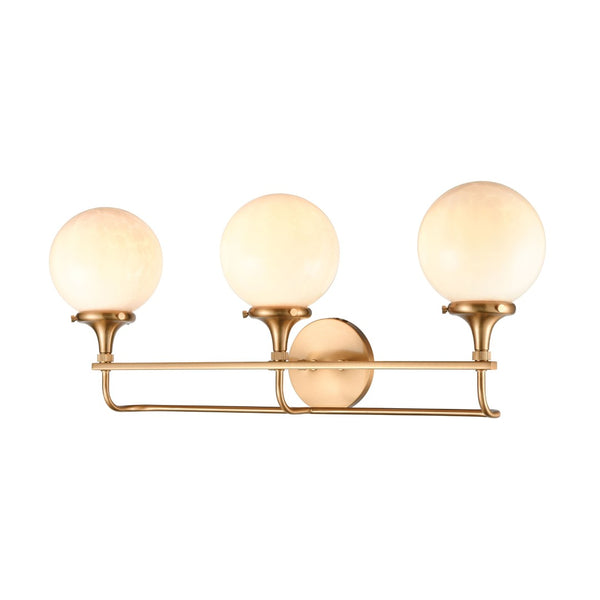 Atlas Beverly Retro-Chic 2-Light Vanity Light with Cloud White Glass Shades for Elegant Bathroom Ambiance Satin Brass 28'' WL11533-BS
