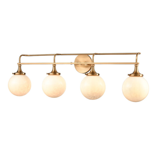 Atlas Beverly Retro-Chic 2-Light Vanity Light with Cloud White Glass Shades for Elegant Bathroom Ambiance Satin Brass 38'' WL11534-BS