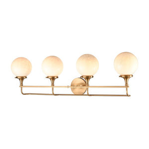 Atlas Beverly Retro-Chic 2-Light Vanity Light with Cloud White Glass Shades for Elegant Bathroom Ambiance Satin Brass 38'' WL11534-BS