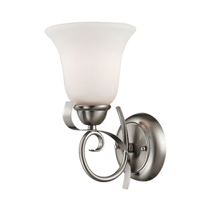 Atlas Brighton 2-Light Traditional Vanity Fixture - Elegant White Glass Shades & Curved Metal Design Brushed Nickel 6'' WL11536-NK