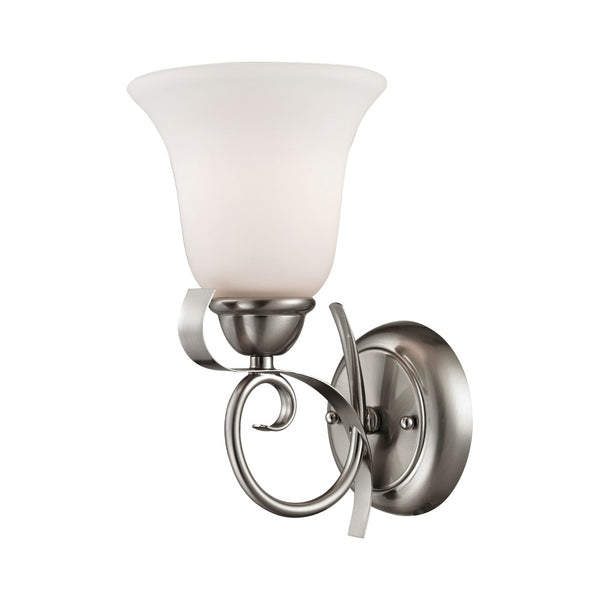 Atlas Brighton 2-Light Traditional Vanity Fixture - Elegant White Glass Shades & Curved Metal Design Brushed Nickel 6'' WL11536-NK