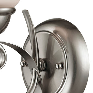 Atlas Brighton 2-Light Traditional Vanity Fixture - Elegant White Glass Shades & Curved Metal Design Brushed Nickel 6'' WL11536-NK