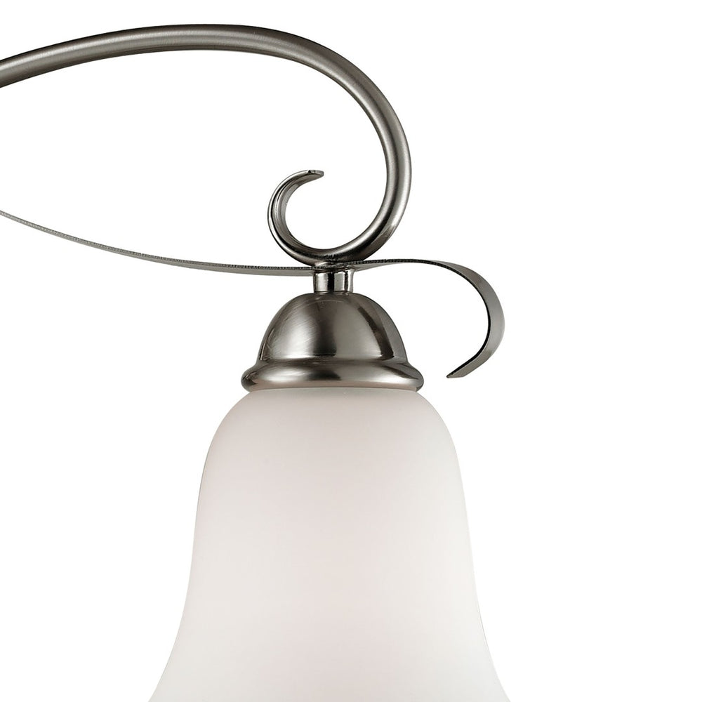 Atlas Brighton 2-Light Traditional Vanity Fixture - Elegant White Glass Shades & Curved Metal Design Brushed Nickel 24'' WL11538-NK