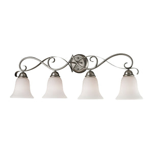 Atlas Brighton 2-Light Traditional Vanity Fixture - Elegant White Glass Shades & Curved Metal Design Brushed Nickel 33'' WL11539-NK