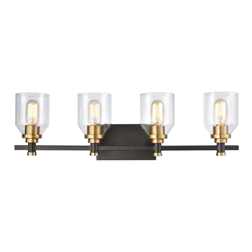 Atlas Cambria 2-Light Vanity Light Fixture - Sophisticated Design with Curved Glass Shades for Modern Elegance Matte Black 28'' WL11541-BK