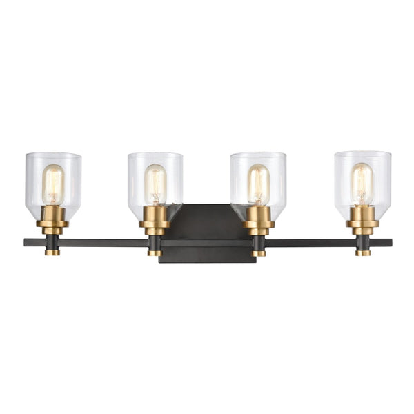 Atlas Cambria 2-Light Vanity Light Fixture - Sophisticated Design with Curved Glass Shades for Modern Elegance Matte Black 28'' WL11541-BK