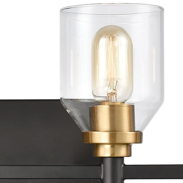 Atlas Cambria 2-Light Vanity Light Fixture - Sophisticated Design with Curved Glass Shades for Modern Elegance Matte Black 28'' WL11541-BK
