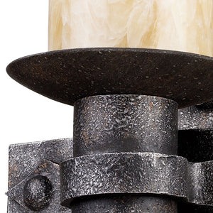 Atlas Cambridge 12-Inch High 1-Light Wall Sconce - Elegant Forged Iron Design with Stone Candle Cover Moonlit Rust 7'' WL11542-BZ