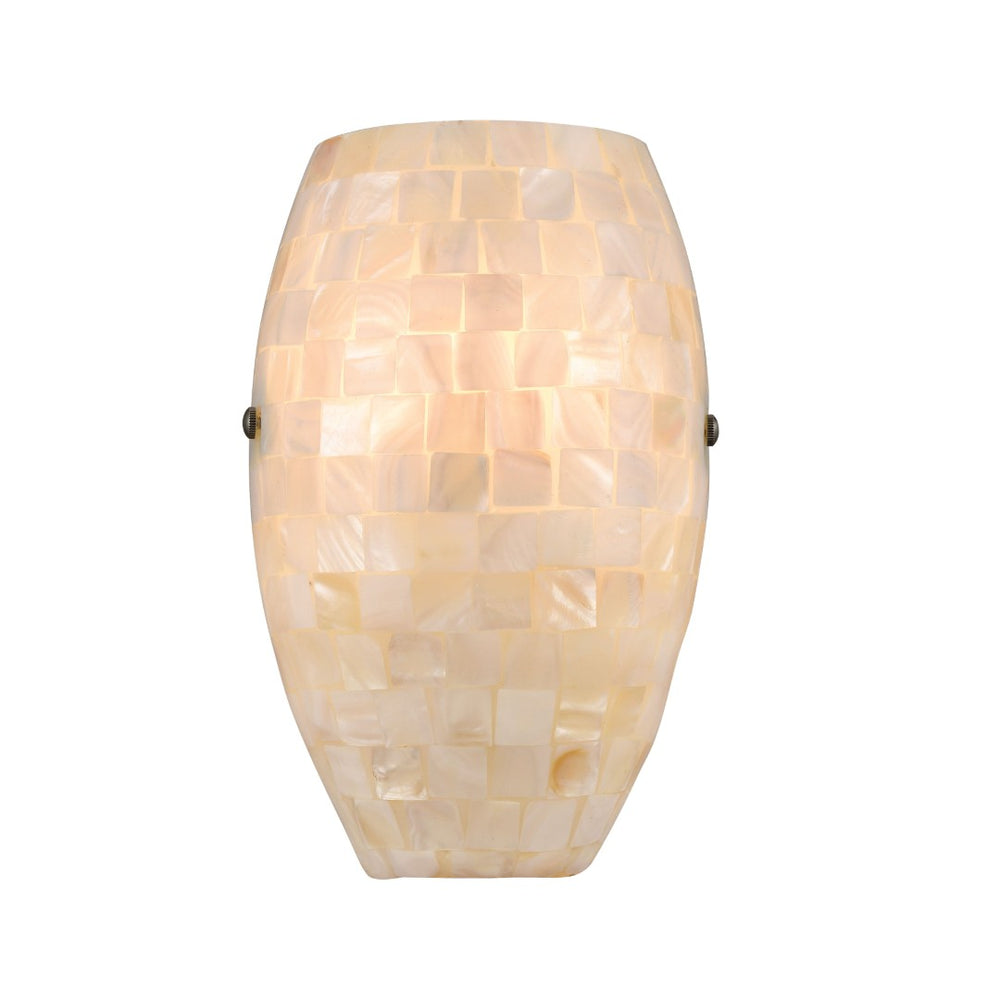 Atlas Capri 8" High 1-Light Sconce - Elegant Capiz Shell Mosaic Wall Light in Satin Nickel Finish WL11544-NA