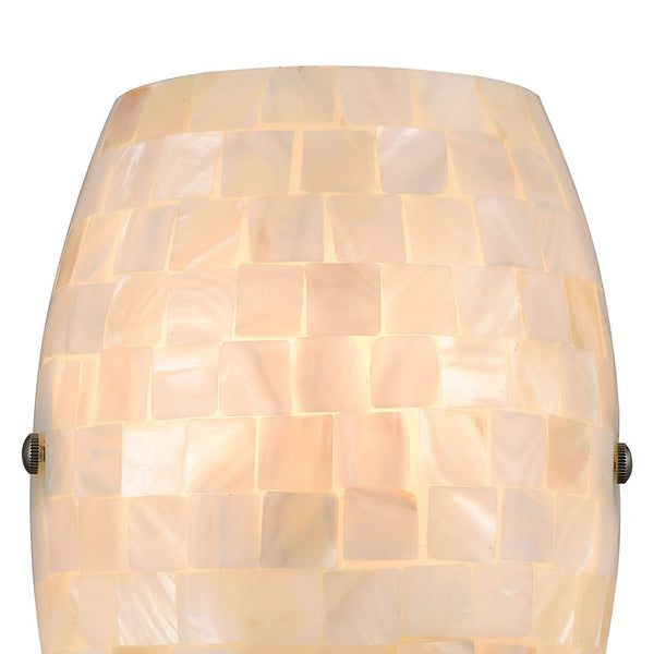Atlas Capri 8" High 1-Light Sconce - Elegant Capiz Shell Mosaic Wall Light in Satin Nickel Finish WL11544-NA
