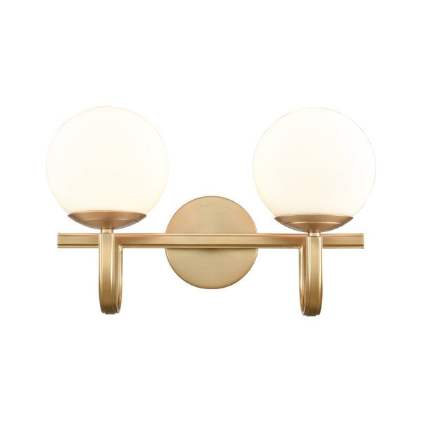 Atlas Caroline 2-Light Vanity Light Fixture - Modern Geometry with Opal Glass for Timeless Elegance Brushed Gold 16'' WL11548-GD